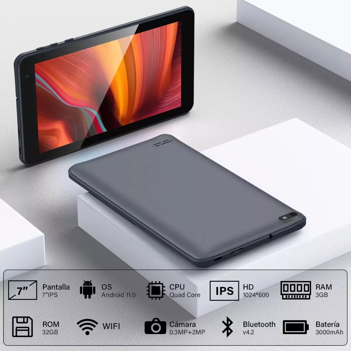 Tablet De 7 Android 11 Tab 32gb Plata Y 2gb De Memoria Ram