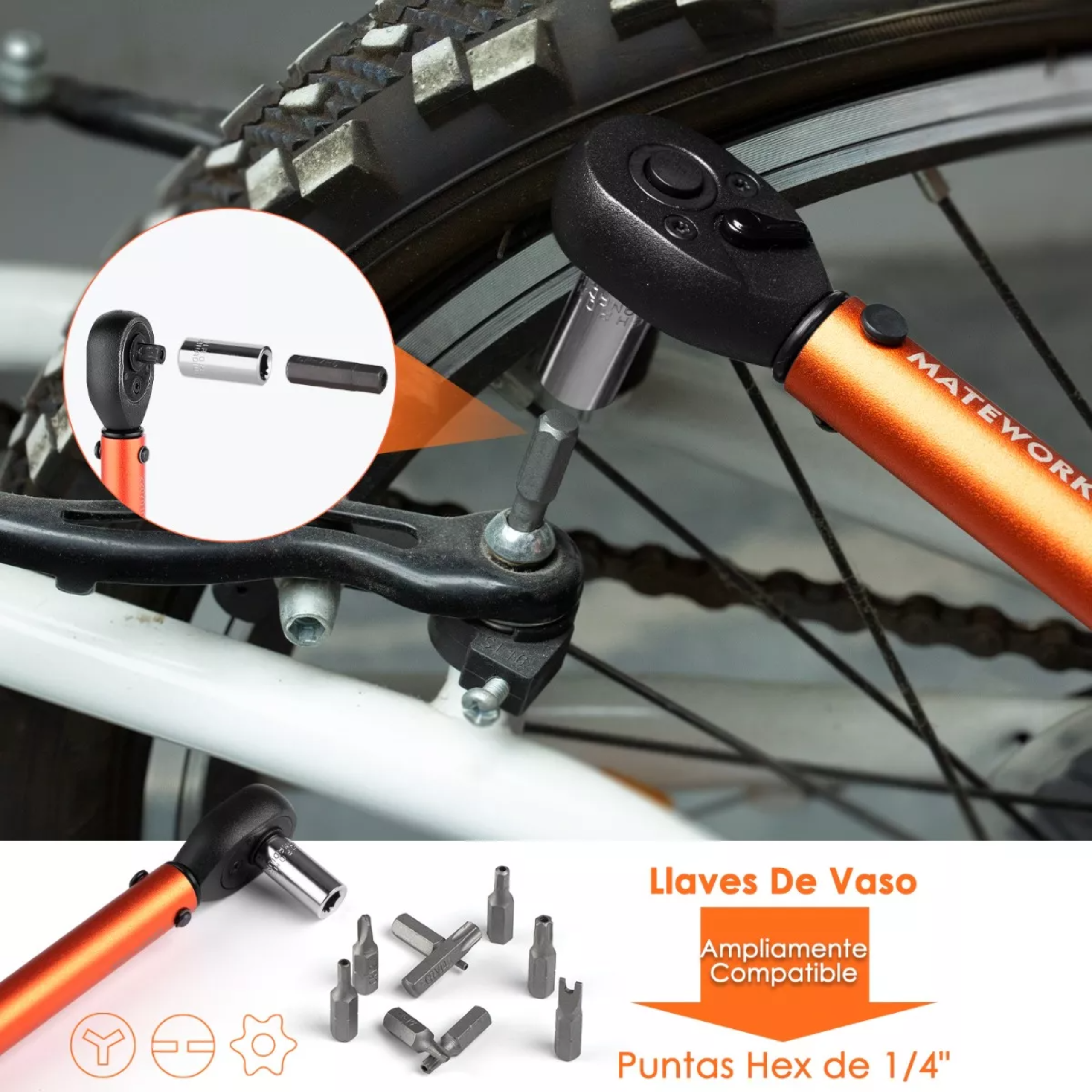 Llave Torquimetro Herramientas Para Motos 1/4 27 Piezas