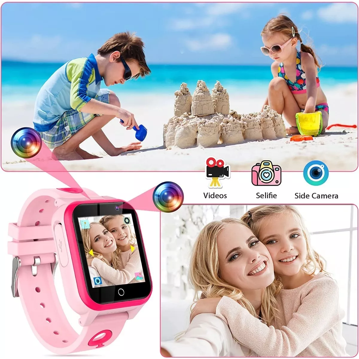 Reloj Inteligente Para Niños Con Música Y Cámara Y 18 Juegos Rosa