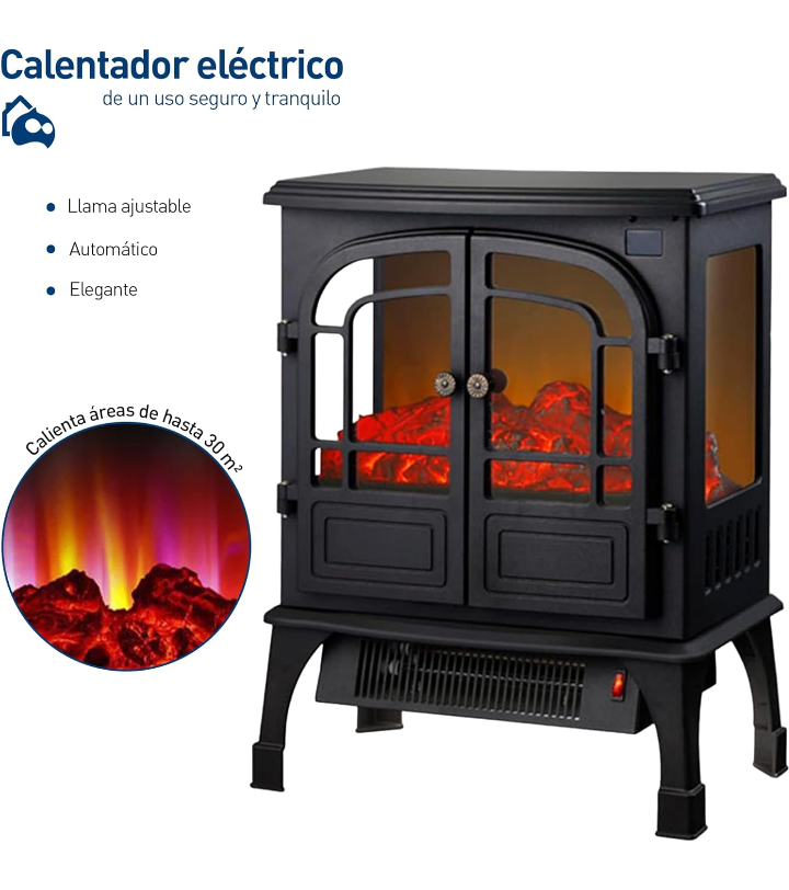 Chimenea electrica con mueble elegante portátil efecto de llama real 