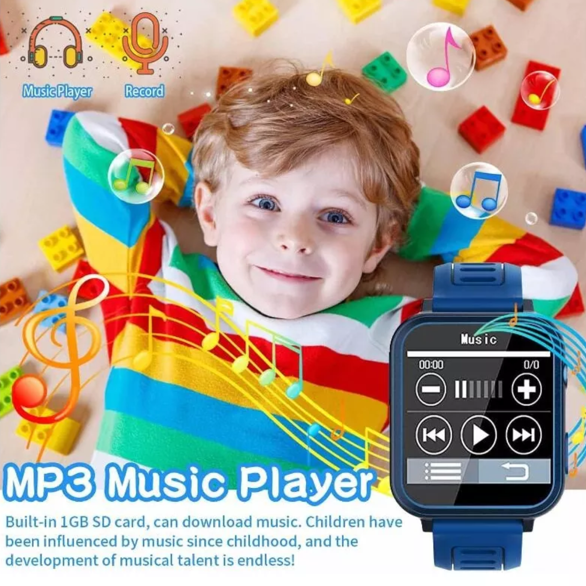 Reloj Inteligente Para Niños, 24 Juegos, Podómetro, Cámara, Azul