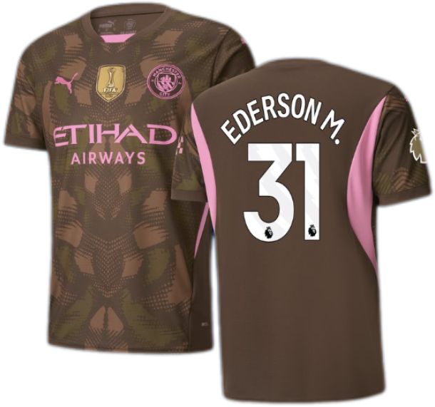 Nuevo! Jersey Manchester City 2024/2025 Portero Arquero Cafe Ederson 31 Parche Premier Talla M