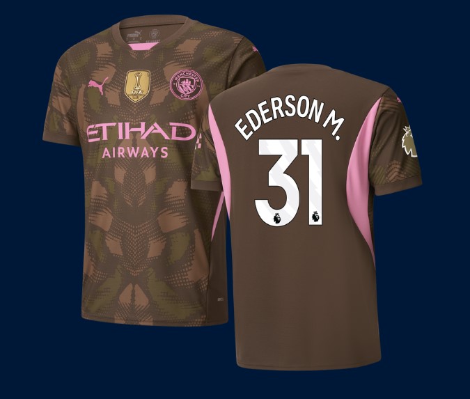 Nuevo! Jersey Manchester City 2024/2025 Portero Arquero Cafe Ederson 31 Parche Premier Talla M