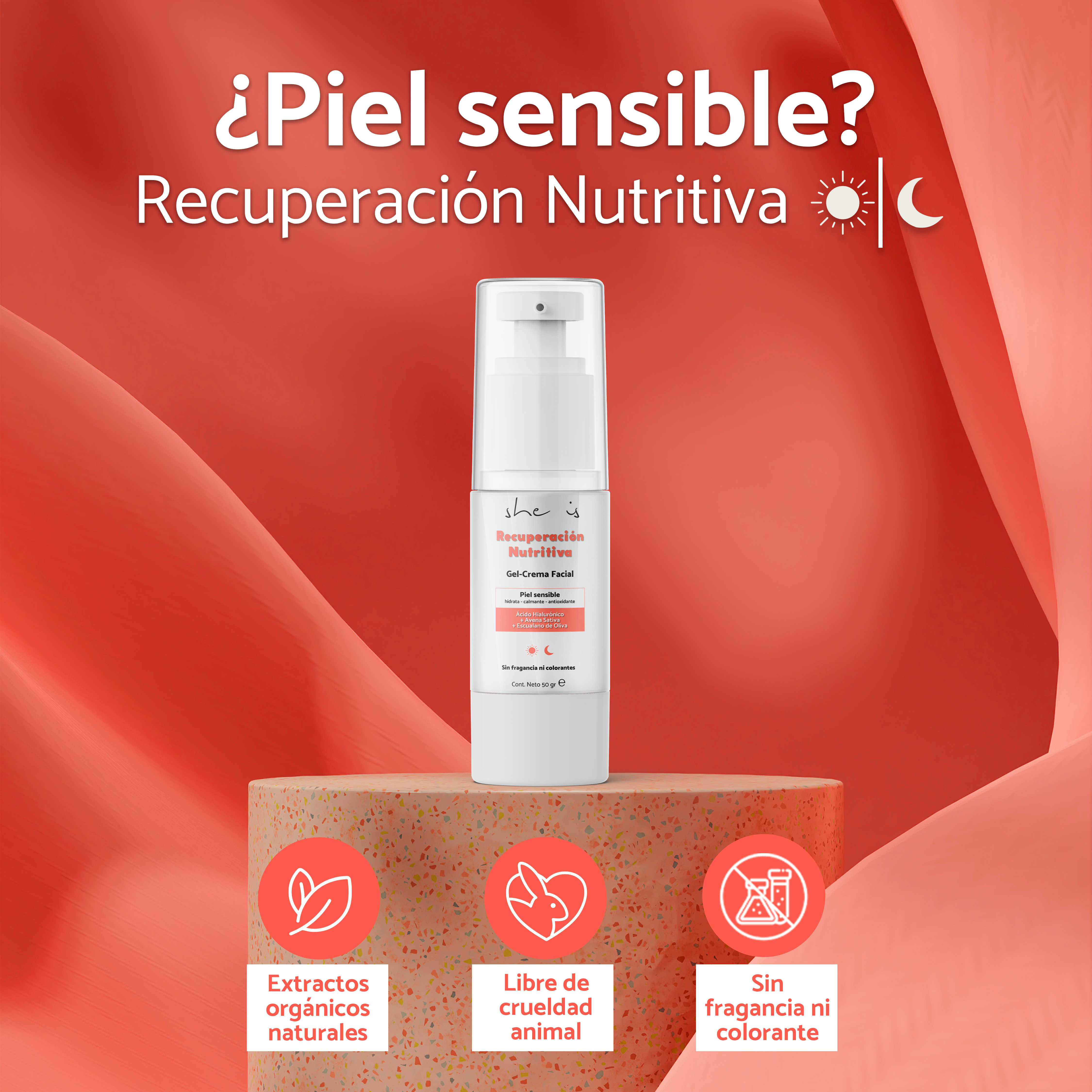 Gel Crema Facial Nutritiva para Piel Sensible 50gr She is skincare