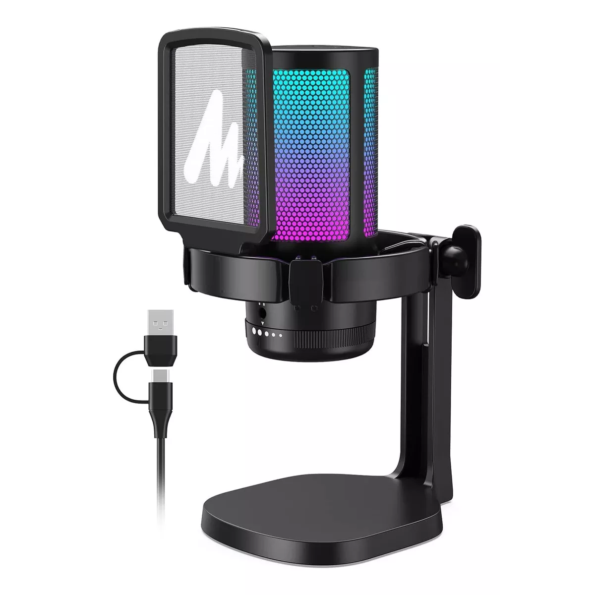 Micrófono Pc Gamer, Micrófono Usb Stream Podcast Dgm20 Color Negro
