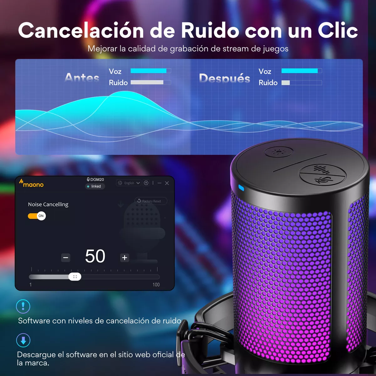 Micrófono Pc Gamer, Micrófono Usb Stream Podcast Dgm20 Color Negro