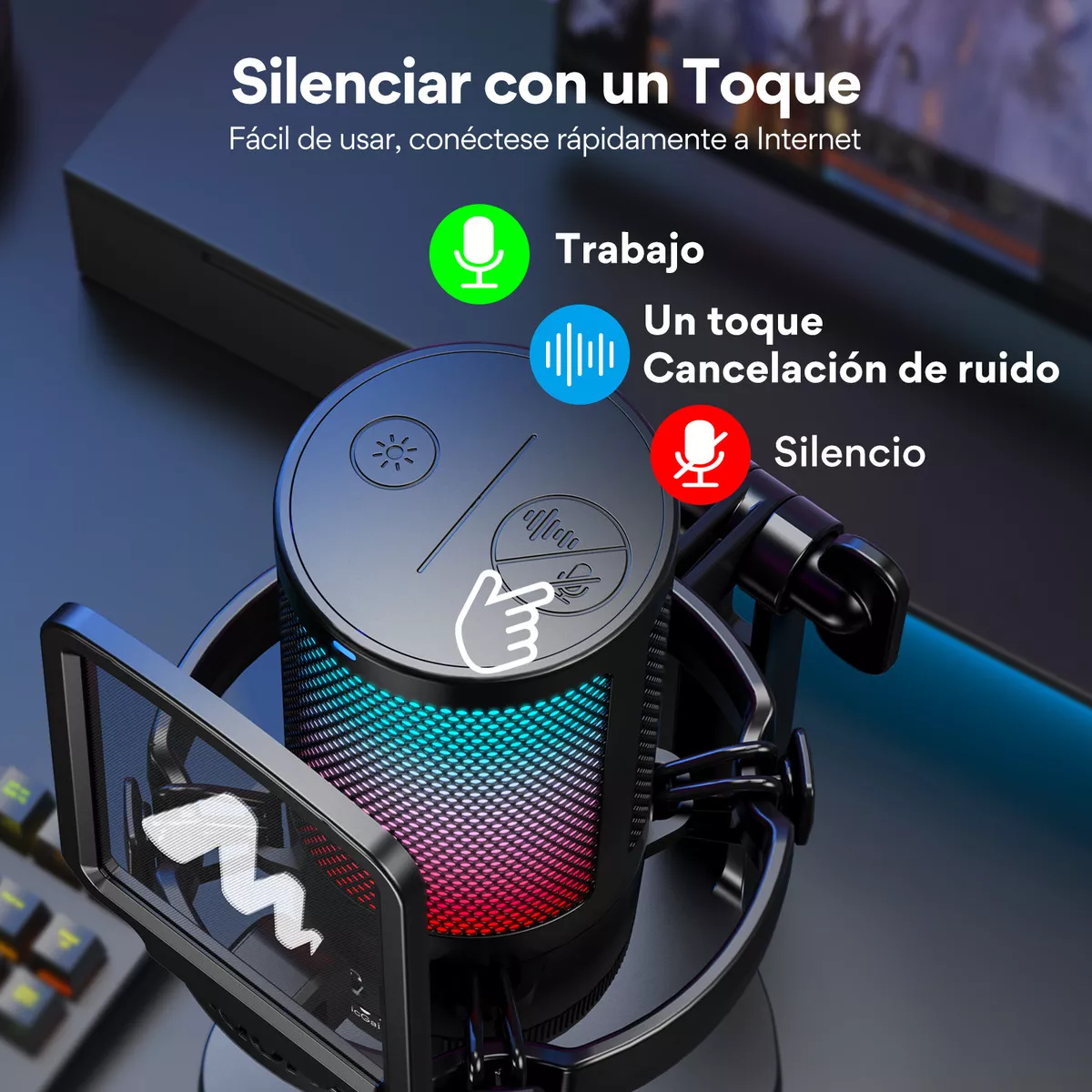 Micrófono Pc Gamer, Micrófono Usb Stream Podcast Dgm20 Color Negro