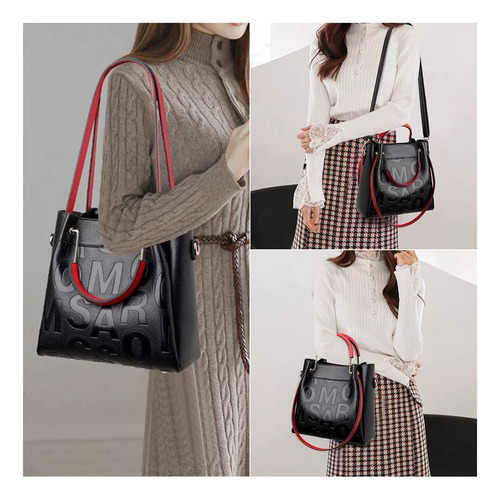 Bolsa Negra Mochila Dama Bolsa De Mano Gran Capacidad