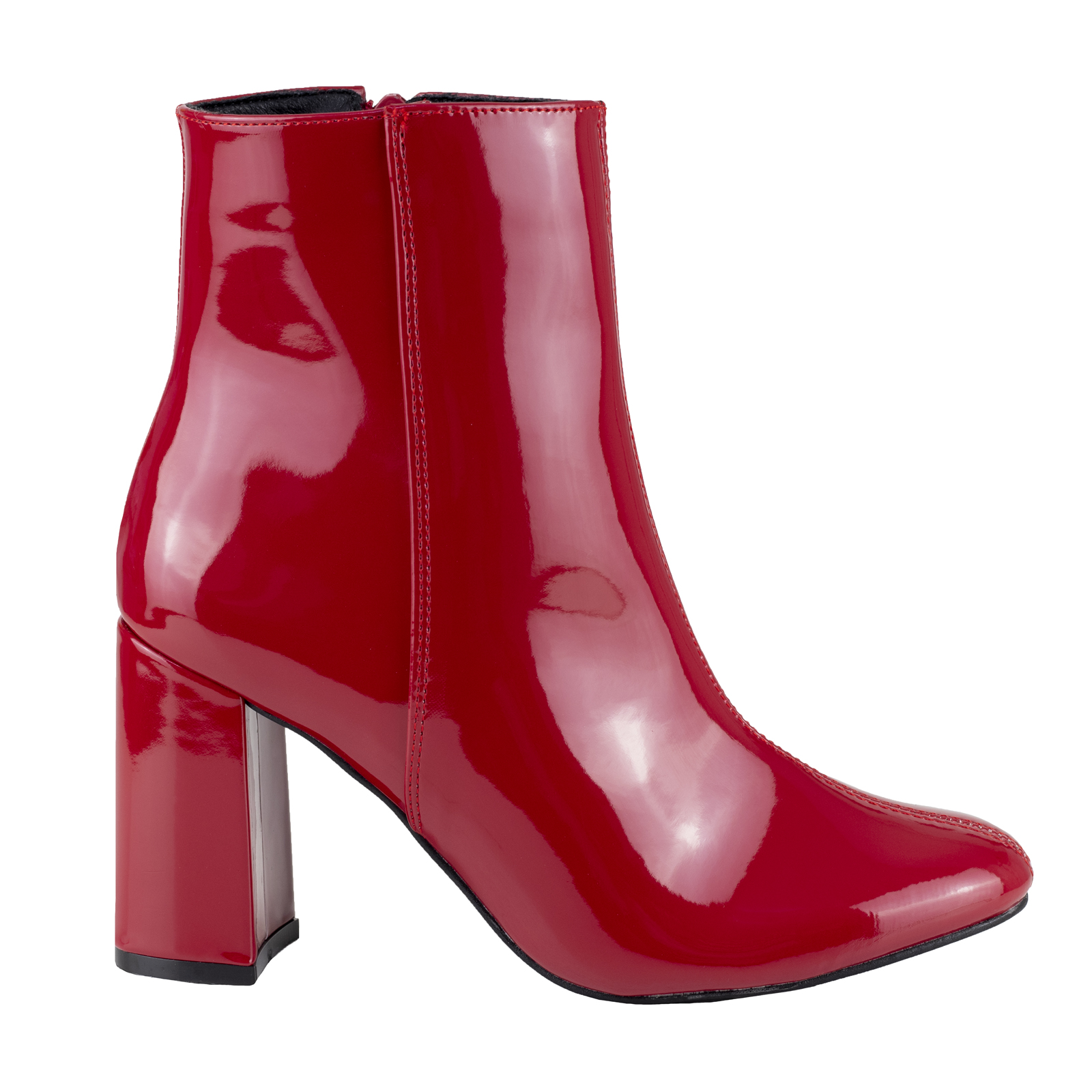 Botin Rojo Charol Con Tacón Vestir Mujer 10504 Lady Paulina