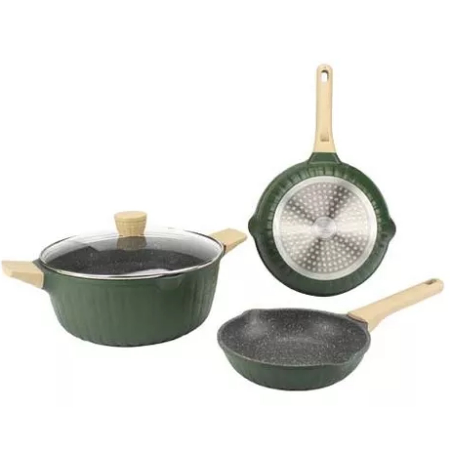  Bateria De Aluminio Fundido  Green70  4 Pzas Crown Baccara Elegante y Duradera