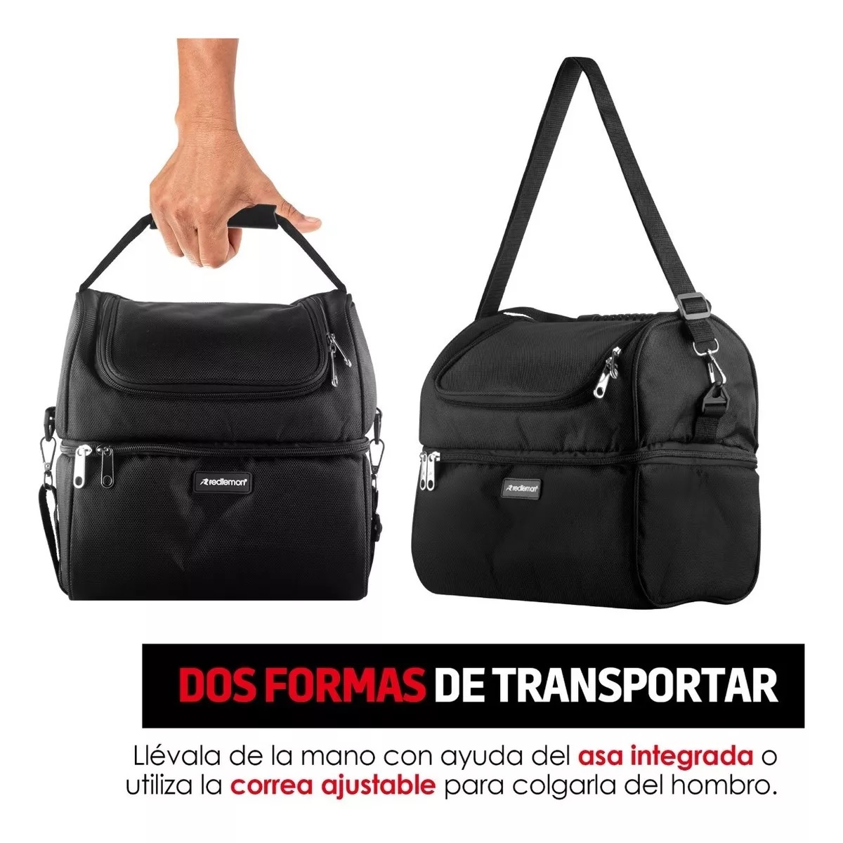 Lonchera Térmica de Doble Compartimento Color Negro