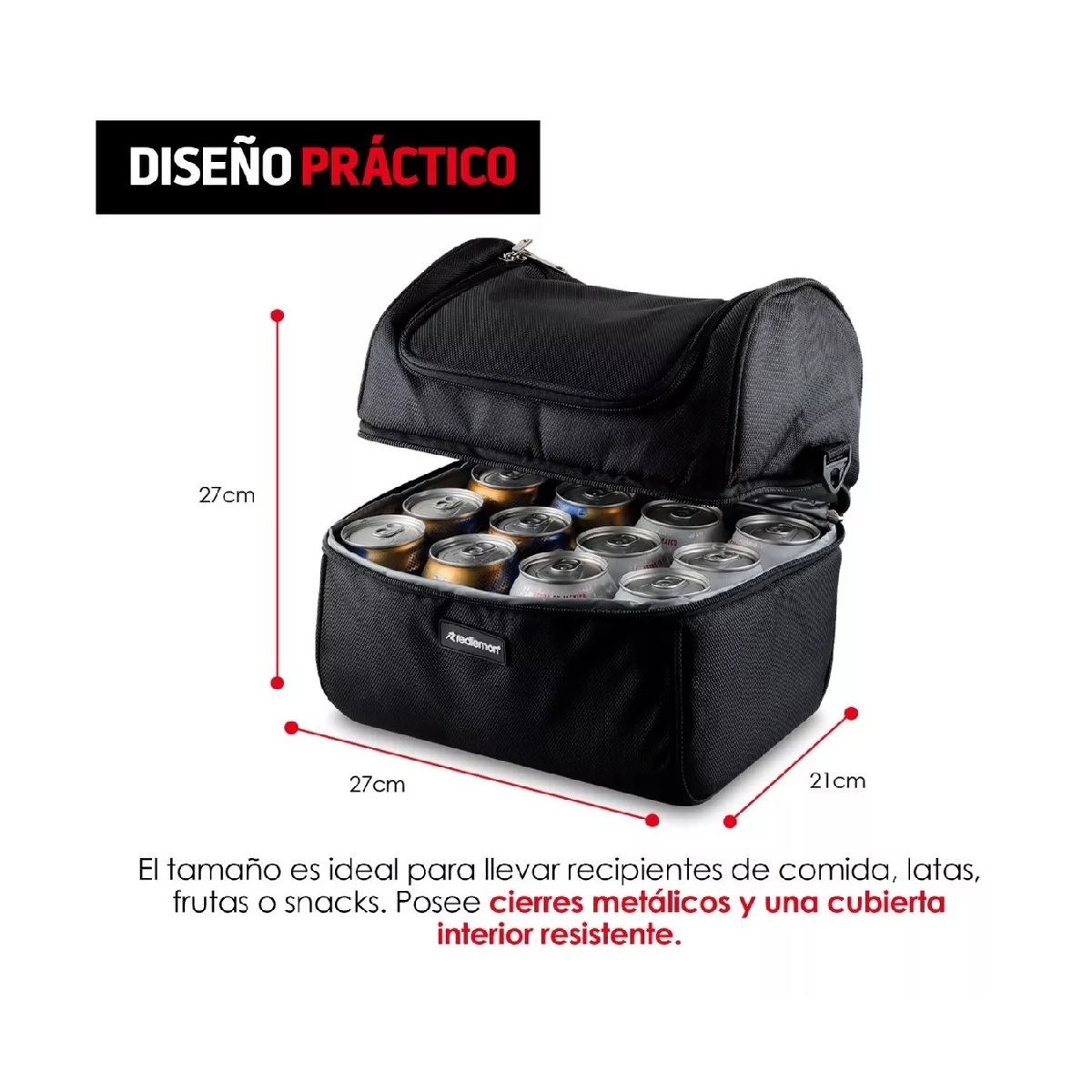 Lonchera Térmica de Doble Compartimento Color Negro