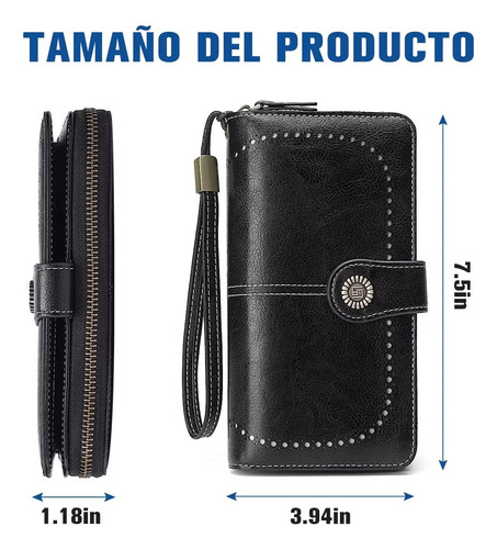 Cartera Para Mujer Gran Capacidad,billetera Con Bloqueo Rfid