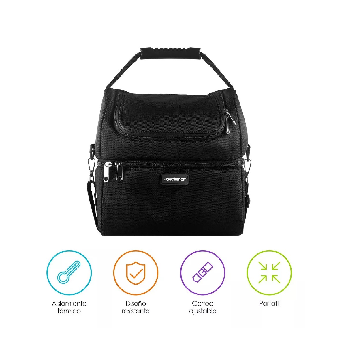 Lonchera Térmica de Doble Compartimento Color Negro