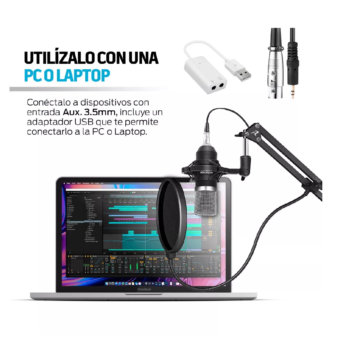Micrófono Condensador Profesional con Brazo Ajustable