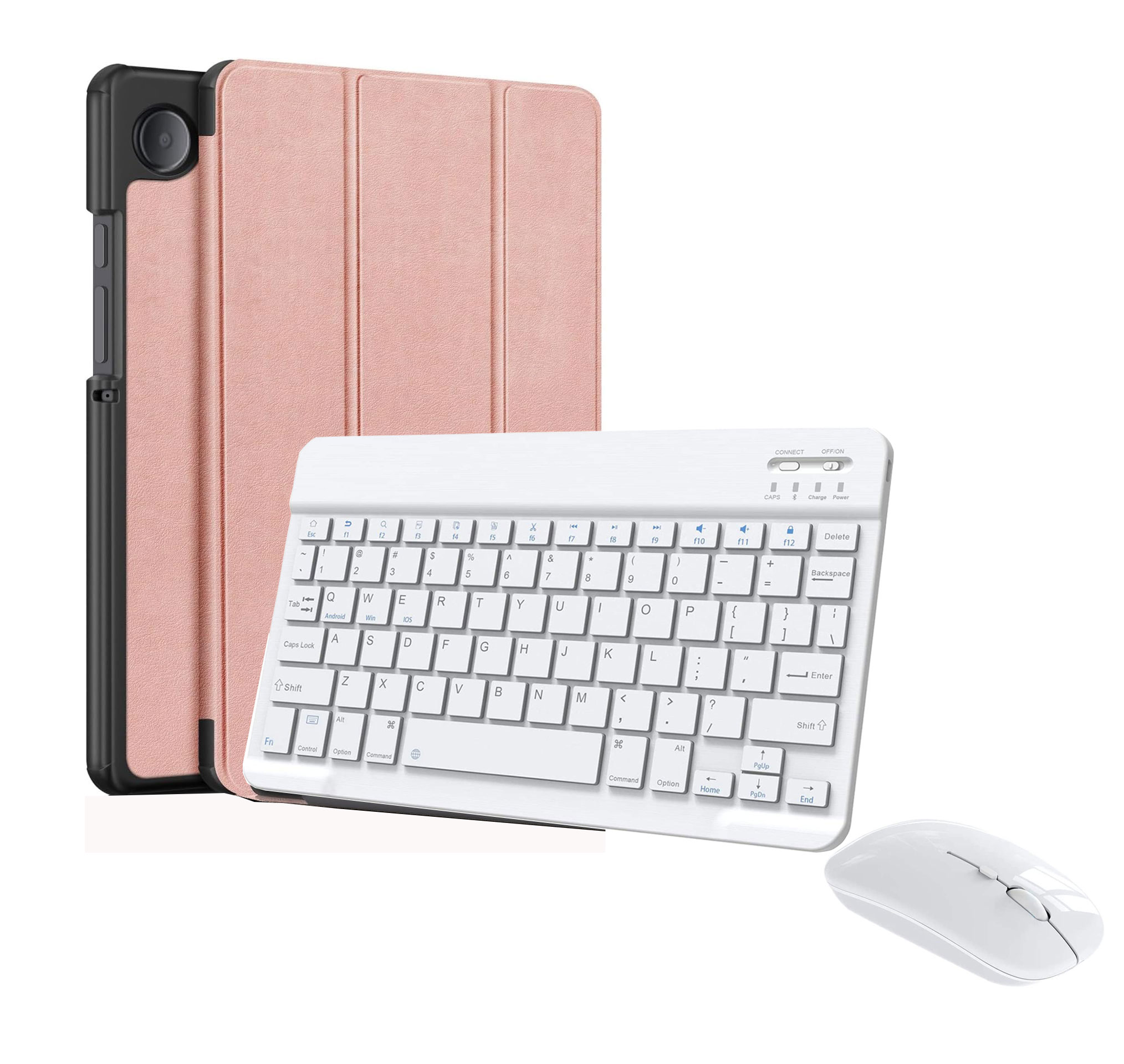 Funda + Teclado + Mouse Para Tablet Galaxy Tab A9 8.7 Sm-x110 (2023) Rose Gold.