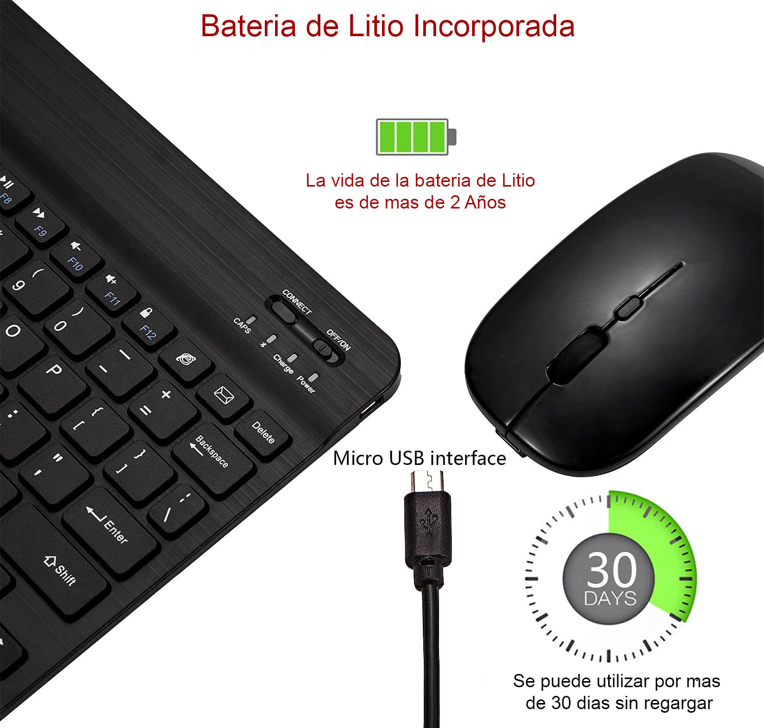 Funda + Teclado + Mouse Para Tablet Galaxy Tab A9 8.7 Sm-x110 (2023) Verde