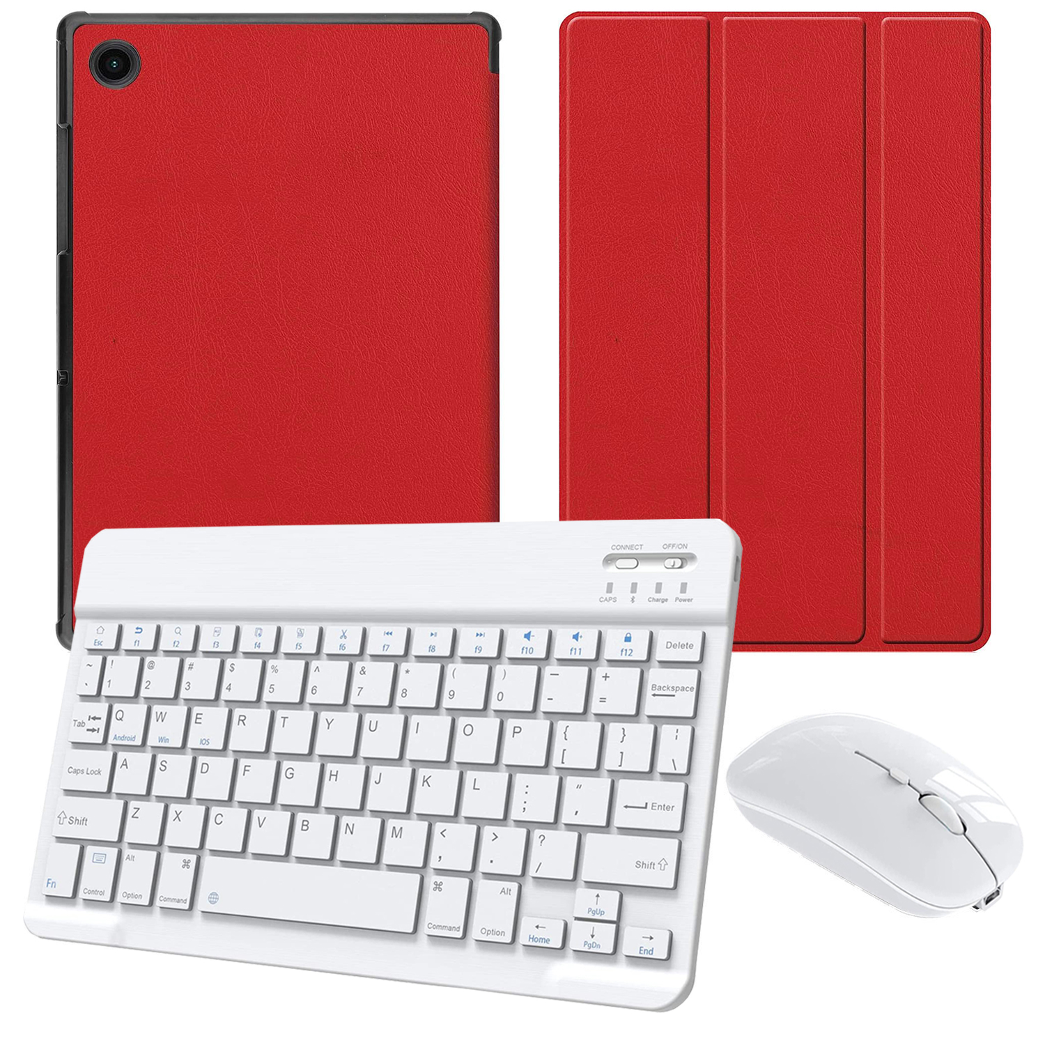 Funda Con Teclado + Mouse Para Galaxy Tab A8 10.5 X200/x205 (Rojo).
