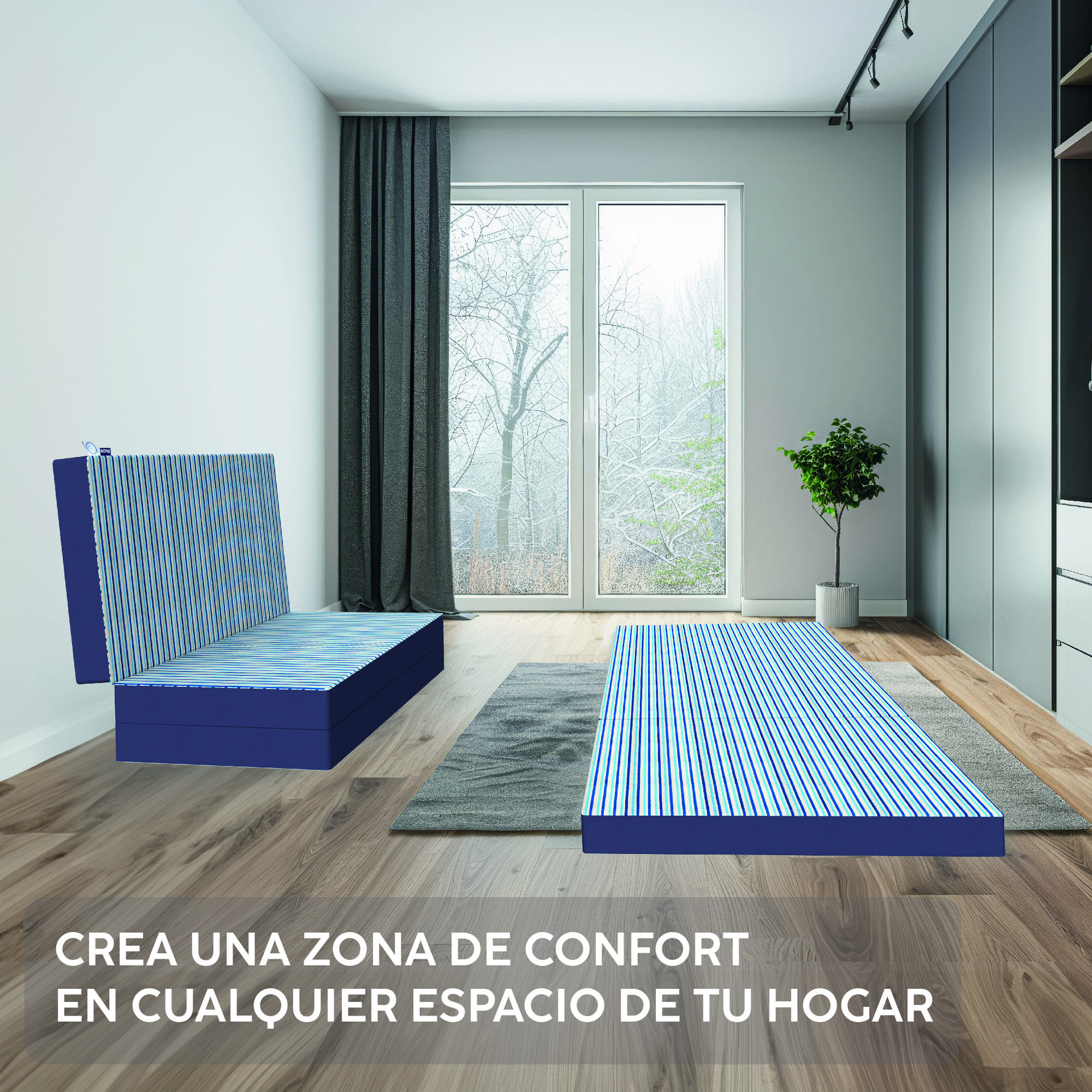 Colchón Plegable Econom DR JOOHN Portátil, Confortable y Practico para Visitas o Acampar, 190x89x8cm.