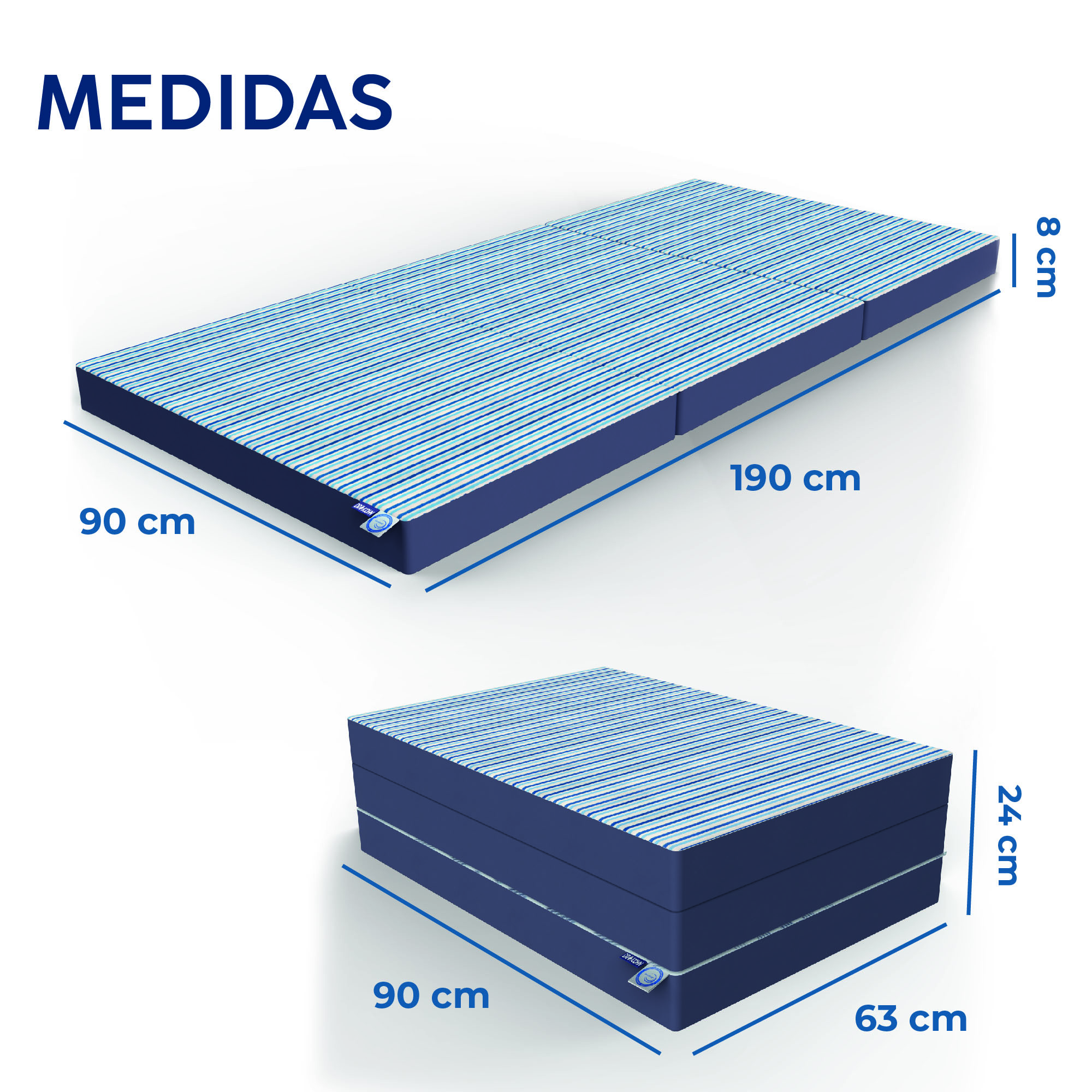 Colchón Plegable Econom DR JOOHN Portátil, Confortable y Practico para Visitas o Acampar, 190x89x8cm.