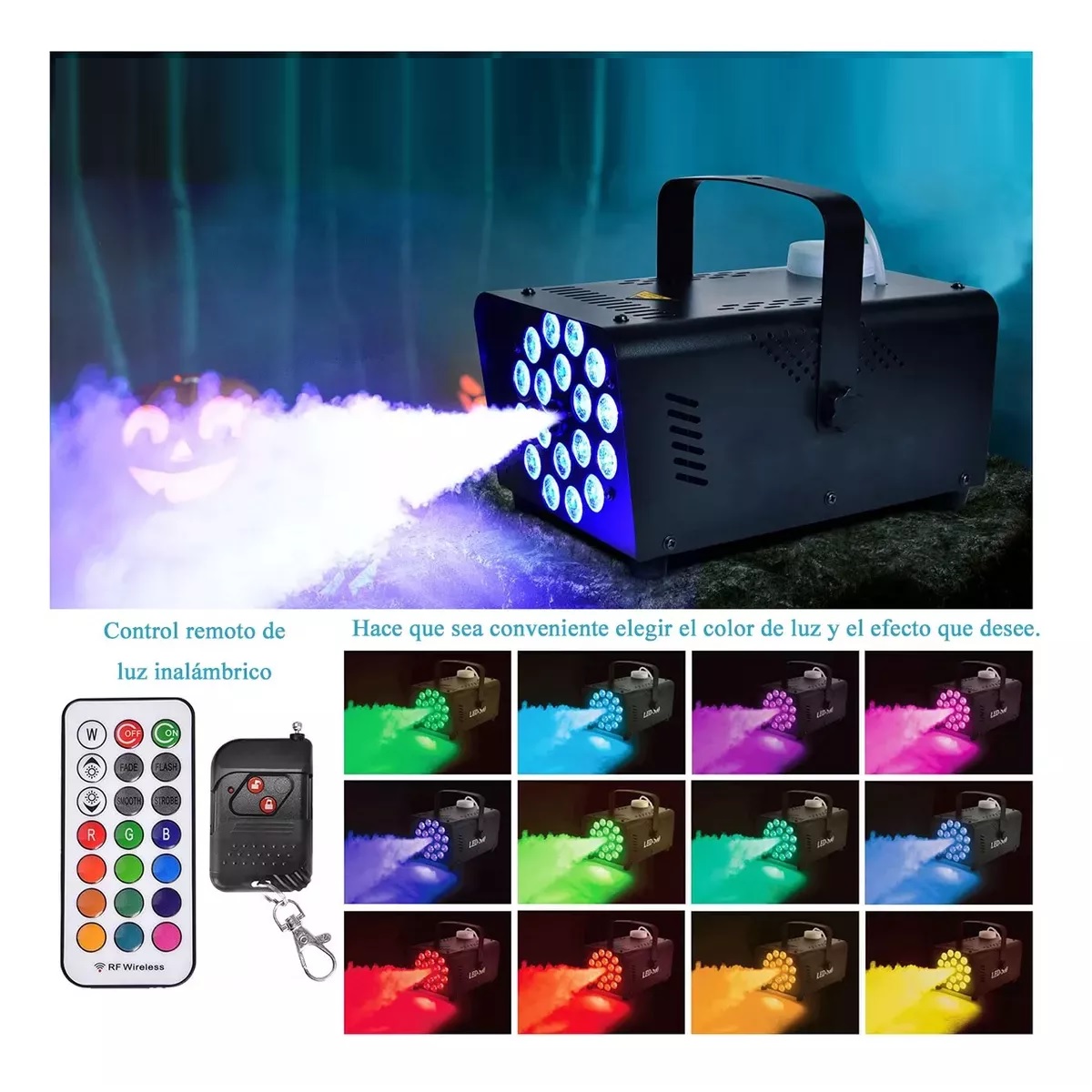 Maquina De Humo 500w Alta Densidad Dmx Led Rgb Color Negro 
