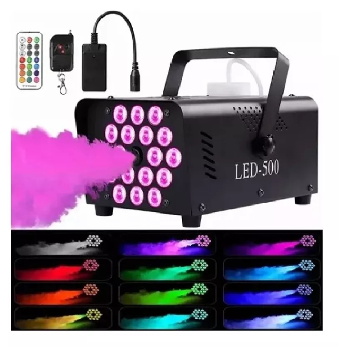 Maquina De Humo 500w Alta Densidad Dmx Led Rgb Color Negro 
