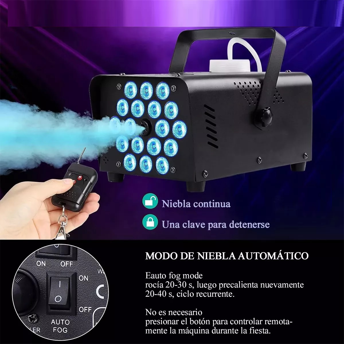 Maquina De Humo 500w Alta Densidad Dmx Led Rgb Color Negro 