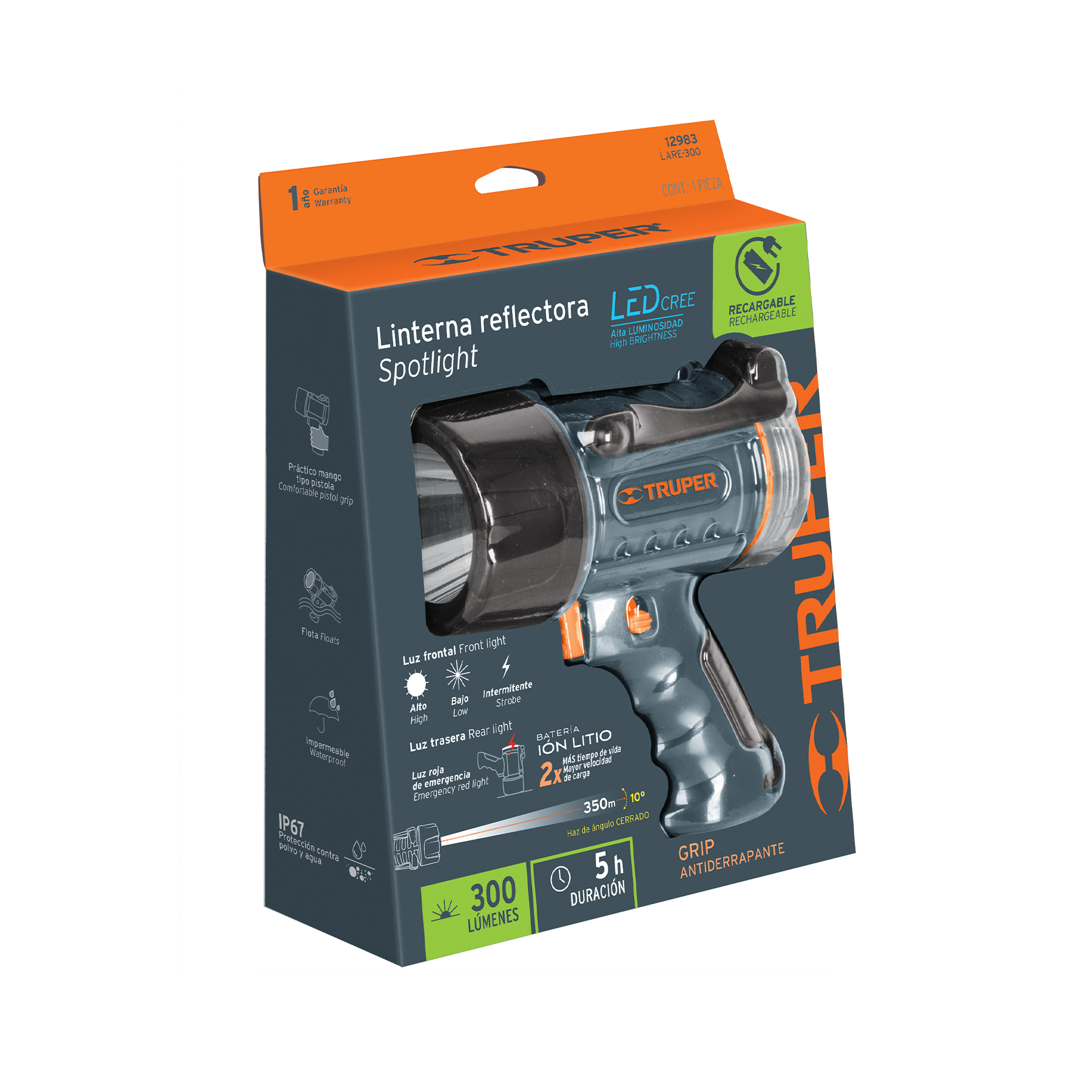 LINTERNA REFLECTORA LED 300 LUMENES TRUPER 12983