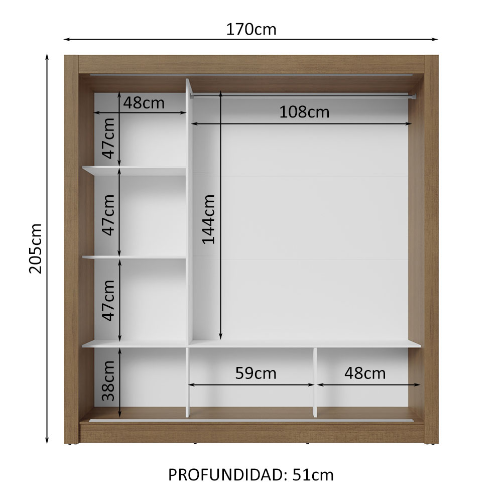 Ropero Closet Madesa 3 Puertas 1 Espejo MM