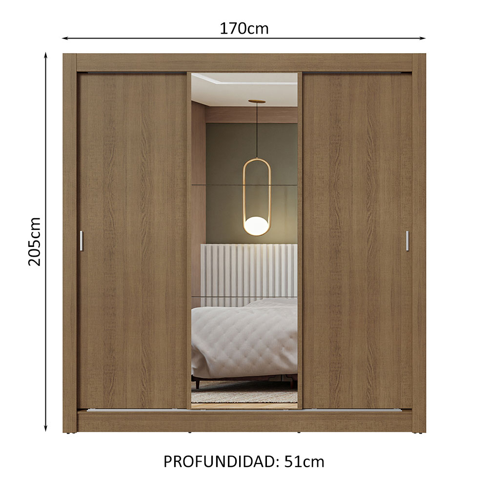 Ropero Closet Madesa 3 Puertas 1 Espejo MM
