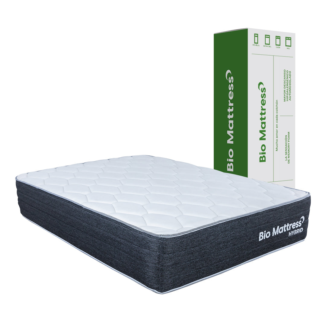 Bio Mattress Colchón Hybrid Memory Foam y resortes independientes. Soporte ortopédico de alta calidad, transpirable y anti-ácaros para un descanso reparador. Colchón de espuma. (King)