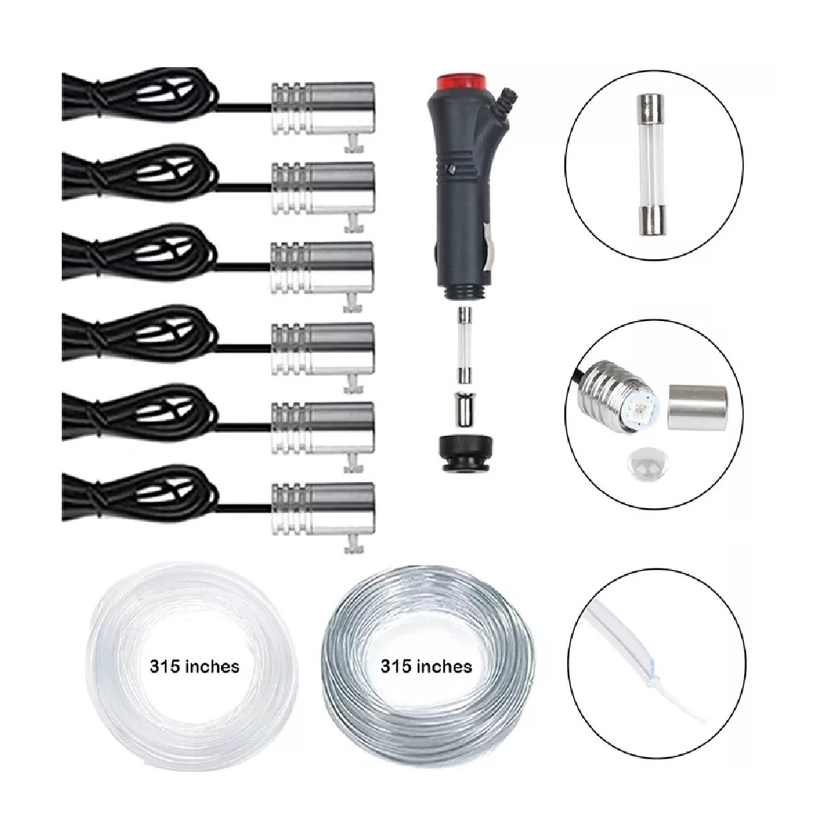 Tiras De  Interior Fibra Óptica Light 6 En 1 Rgb Coche  