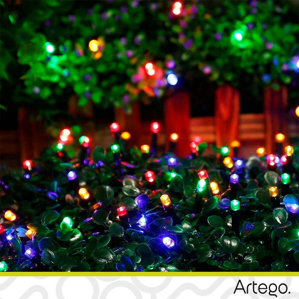 Luces serie 100 led interior exterior Decoración Navidad eventos bodas LED christmas string lights con temporizador Artego
