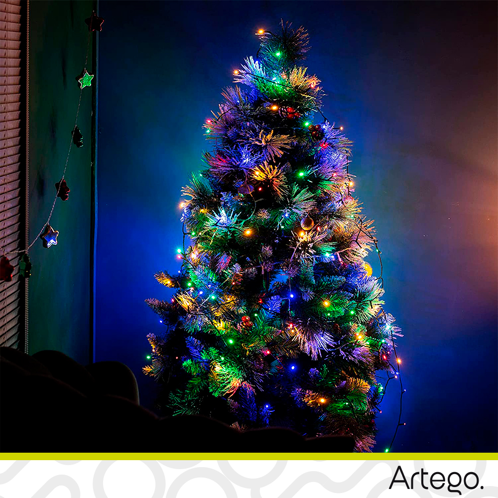 Luces serie 100 led interior exterior Decoración Navidad eventos bodas LED christmas string lights con temporizador Artego