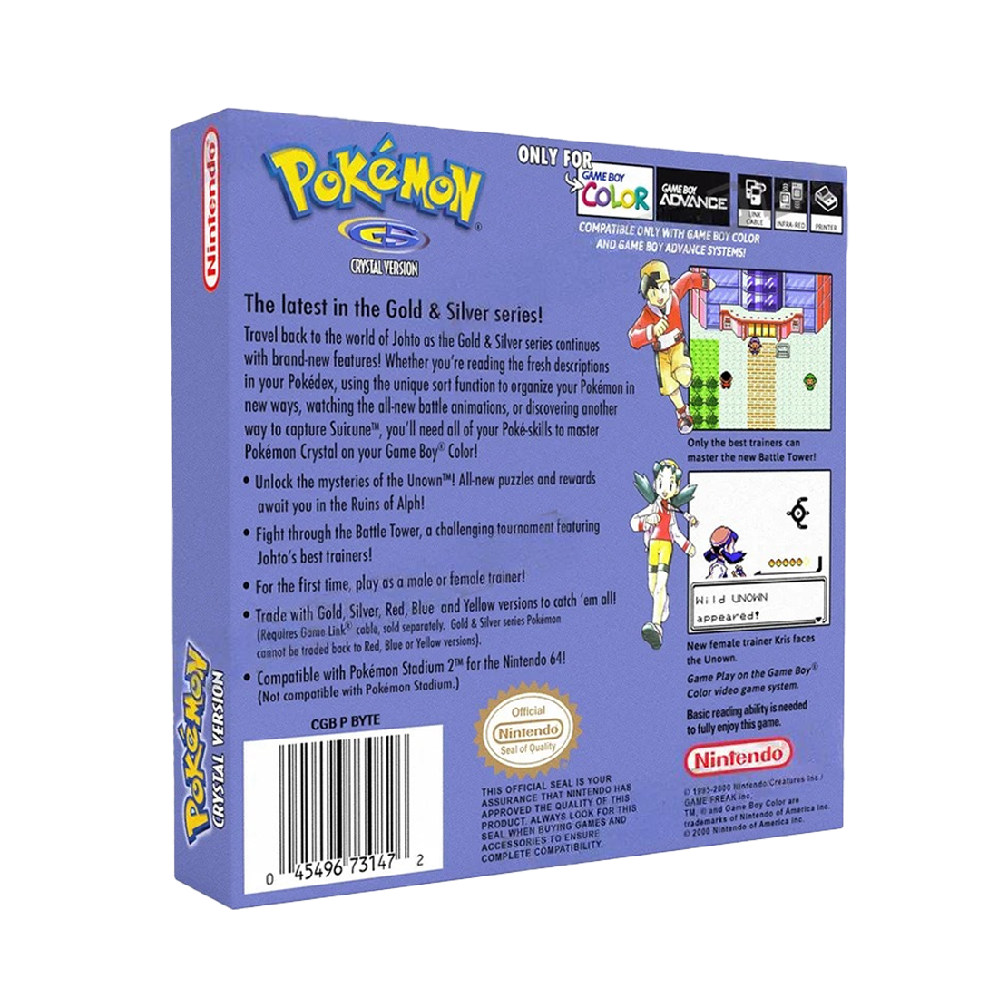 Pokémon Crystal Versión Game Boy Nuevo En Caja Con Acrílico