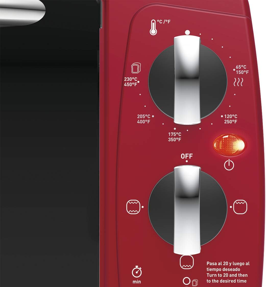 T-fal Horno Eléctrico Multifuncional de 18L, OF32A5MX, Color Rojo