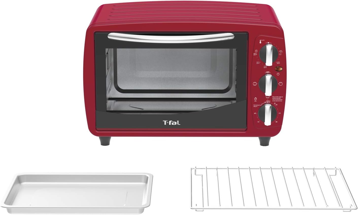 T-fal Horno Eléctrico Multifuncional de 18L, OF32A5MX, Color Rojo