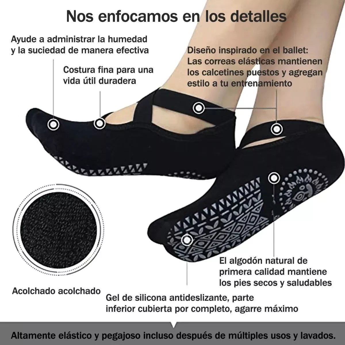 Calcetines Antiderrapantes 5 Pares Negro
