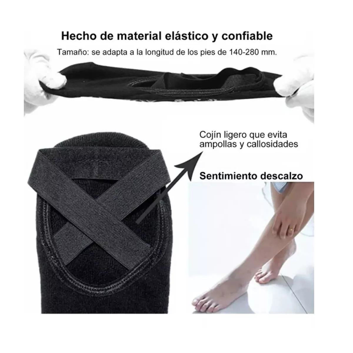 Calcetines Antiderrapantes 5 Pares Negro