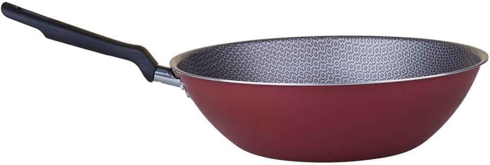TRAMONTINA - Wok Loreto, Aluminio Antiadherente, con Tapa de Aluminio, Mango Antitérmico, para Uso Diario, Alta Durabilidad, Color Rojo, Tamaño de 28 cm y 3,6 L