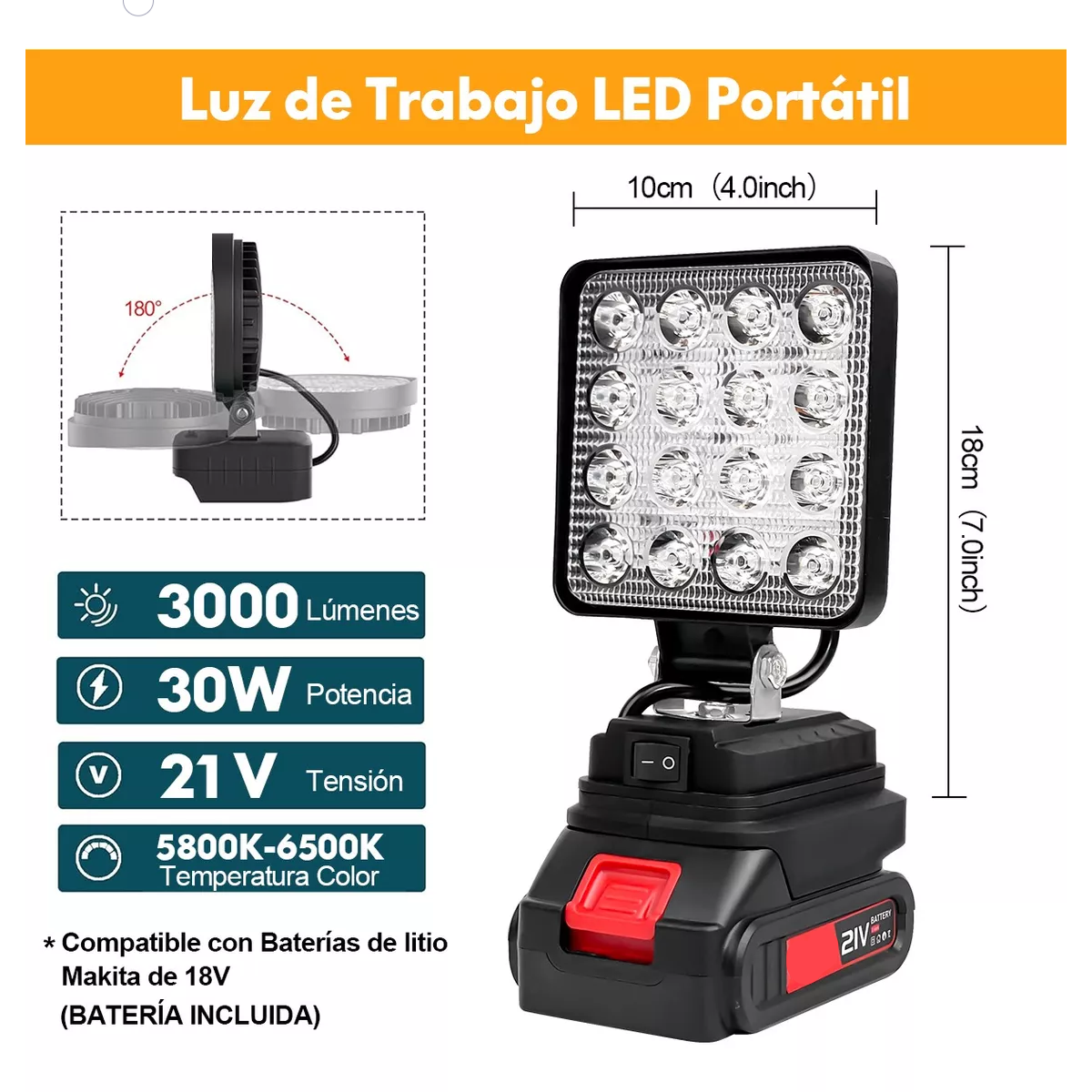 Linterna Lamparas Led Recargable Luz Trabajo Y Camping 