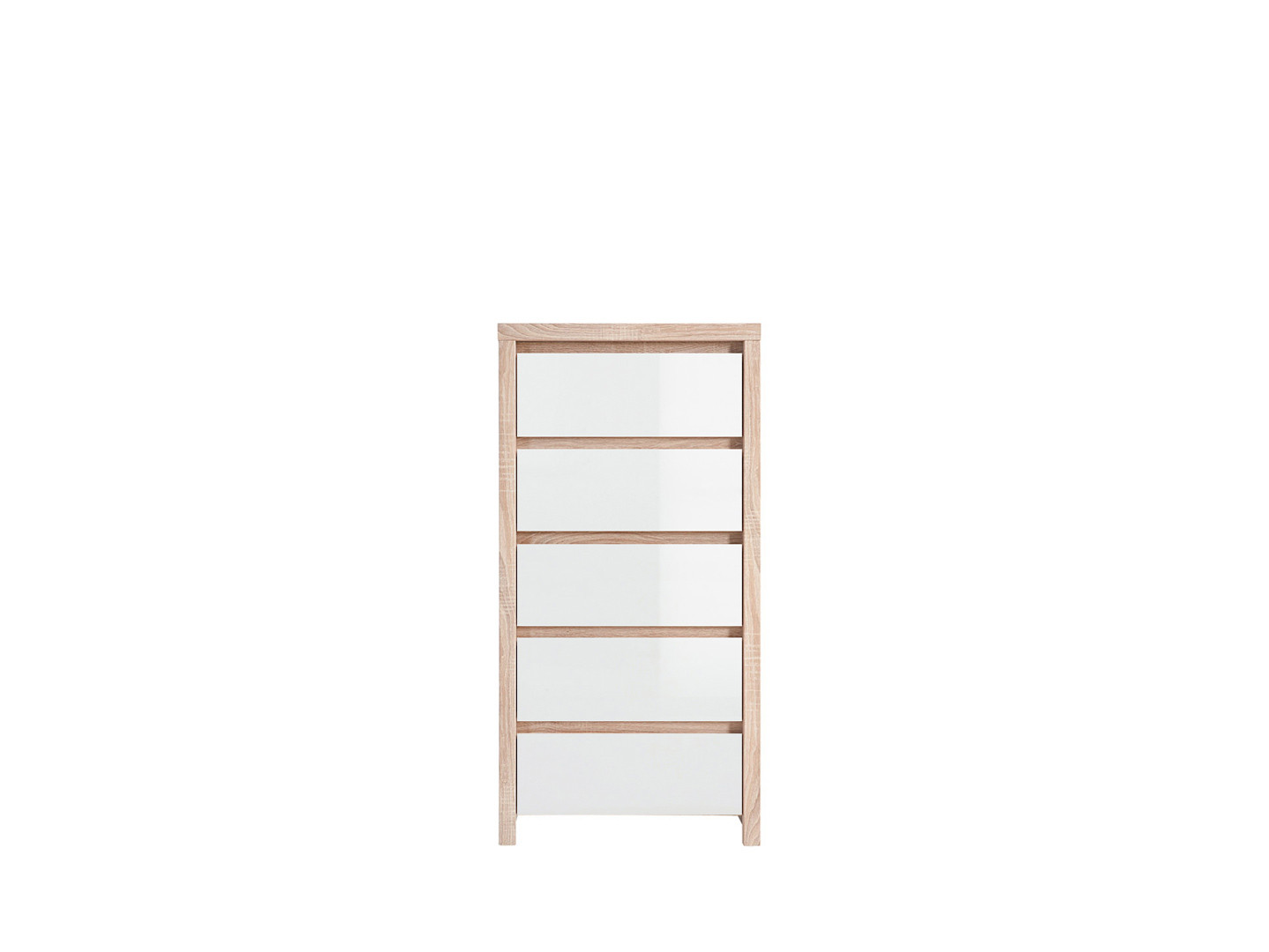 Cómoda Color Blanco y Madera con 5 Cajones y Estructura de Madera Industrial