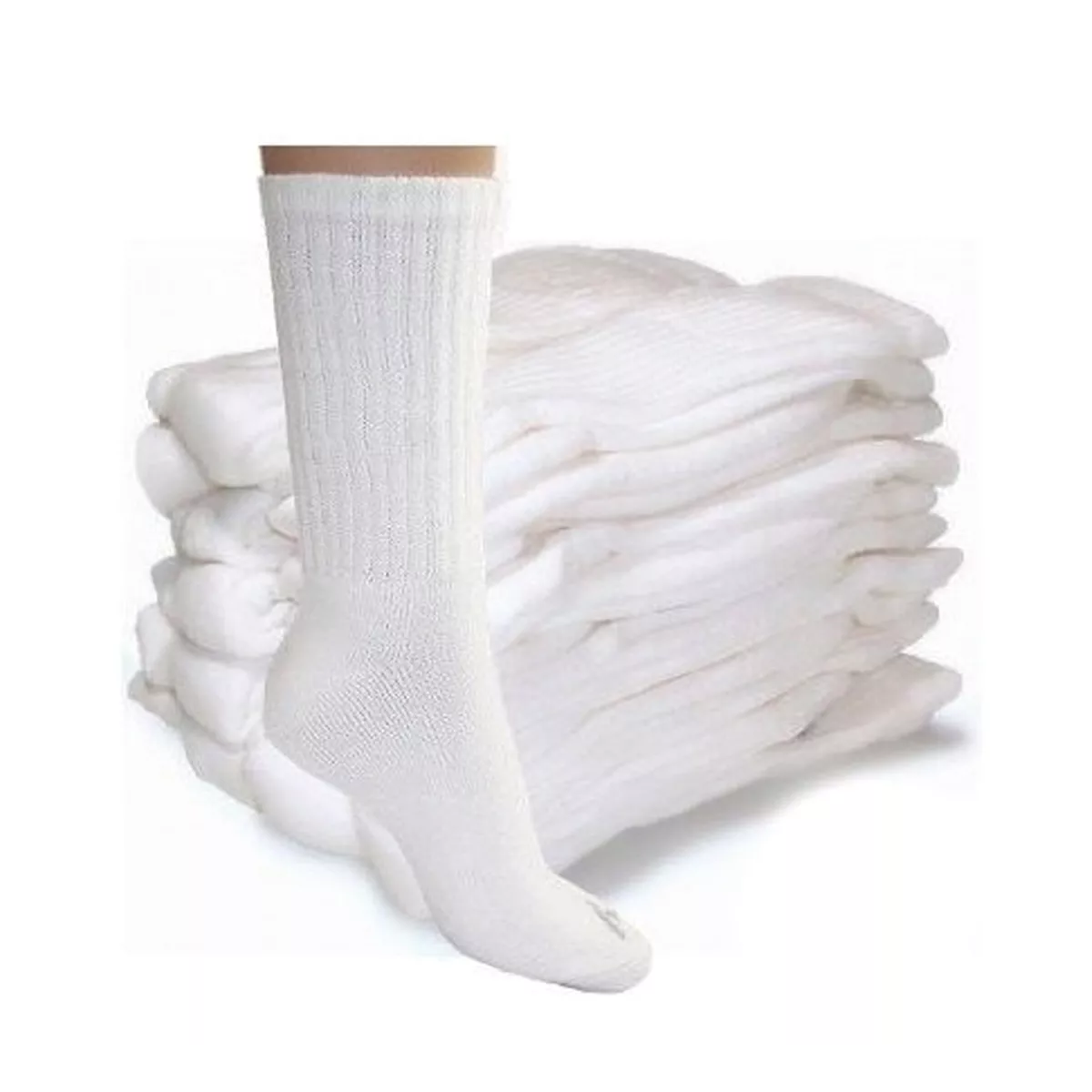 Calceta Deportiva Hombre Algodón 100% Paquete 12 Pares Blanco