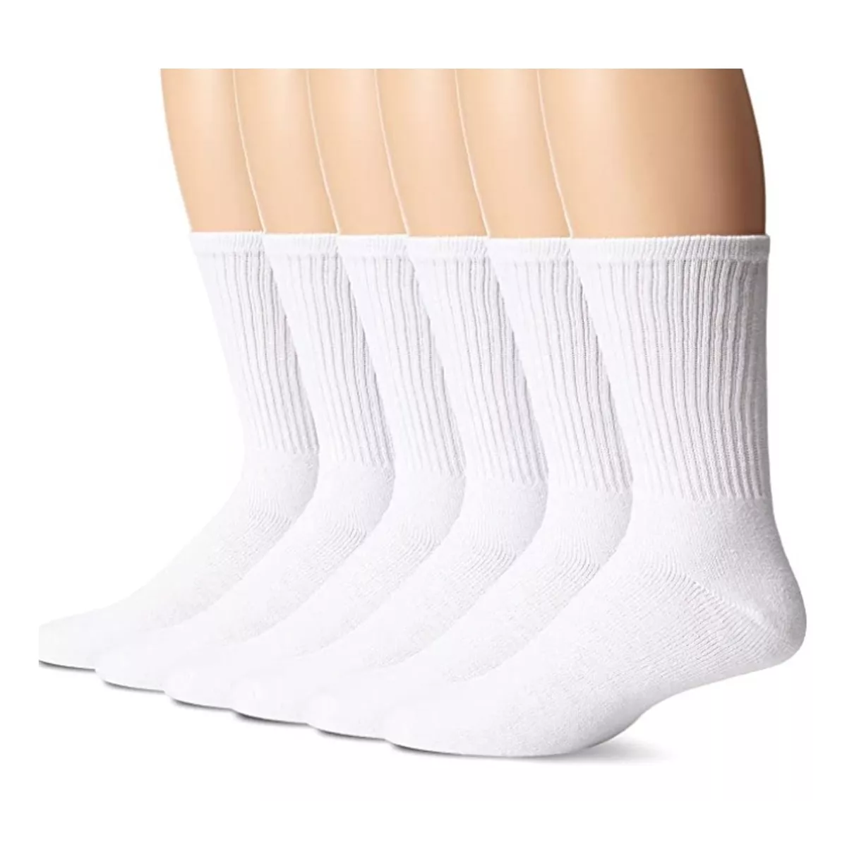 Calceta Deportiva Hombre Algodón 100% Paquete 12 Pares Blanco