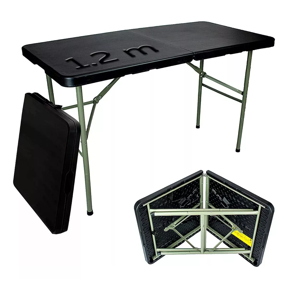 Mesa Jardin Negra Plegable Plástico Para Exterior 122x74x60