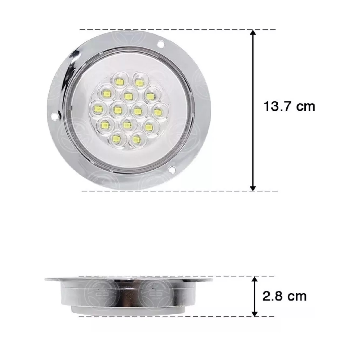 Plafon Redondo 14 Leds Arillo Gel Con 4 Funciones P/ Camion Blanco