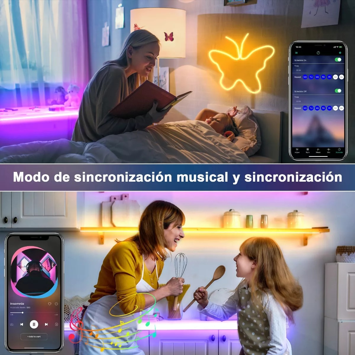 Led Luz Neón Flex Bluetooth Rgb Ip68 Luces Para Cuarto 6m