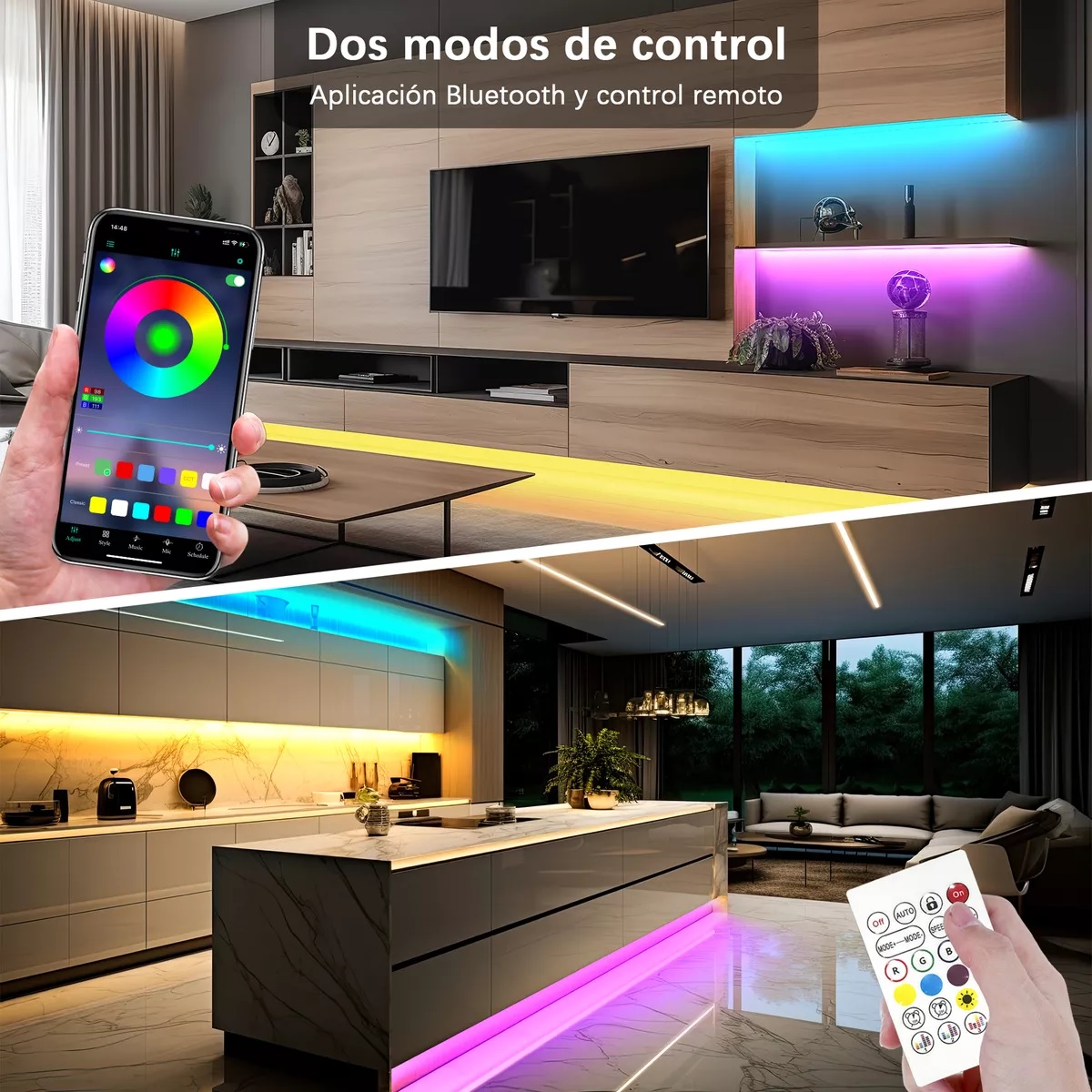 Led Luz Neón Flex Bluetooth Rgb Ip68 Luces Para Cuarto 6m
