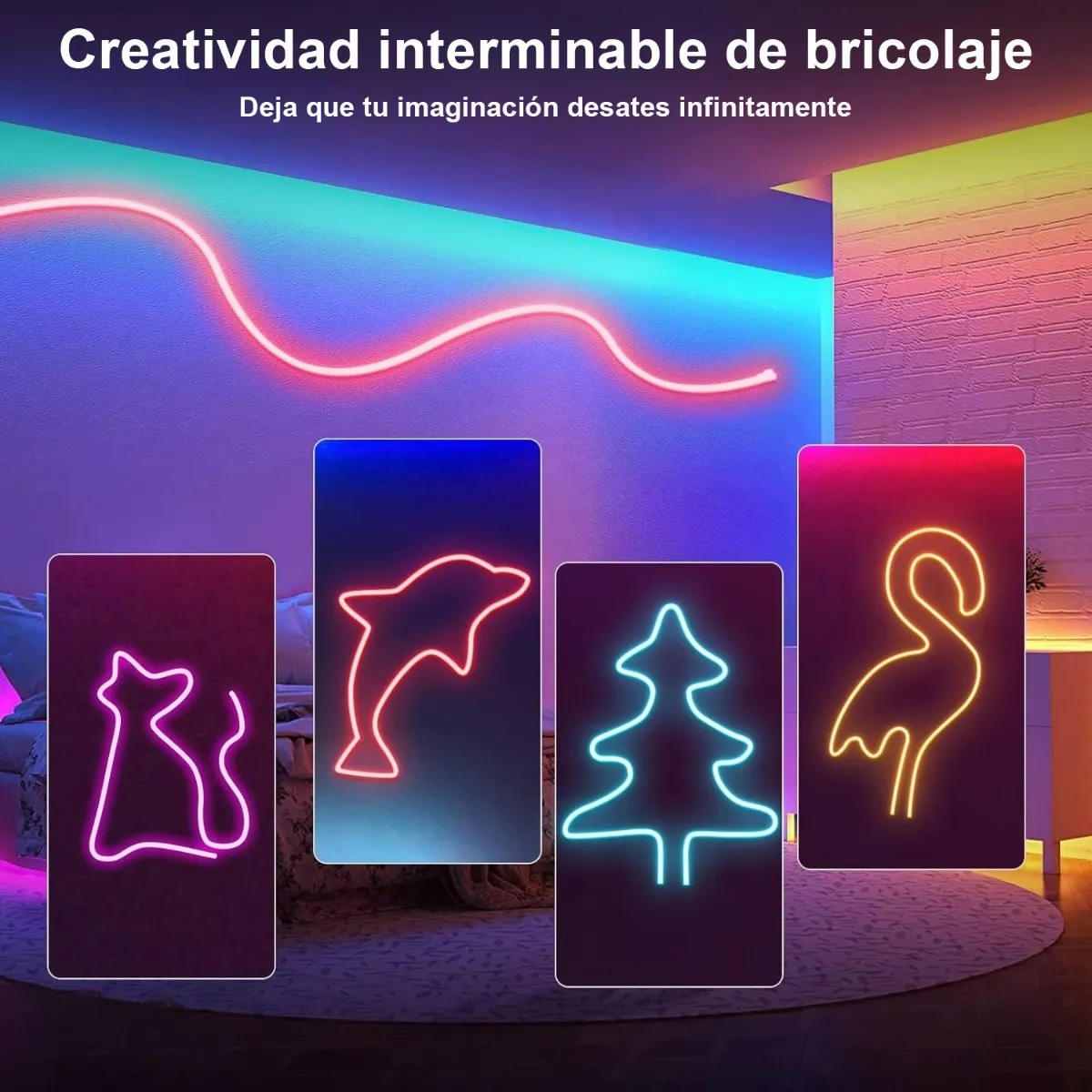 Led Luz Neón Flex Bluetooth Rgb Ip68 Luces Para Cuarto 6m