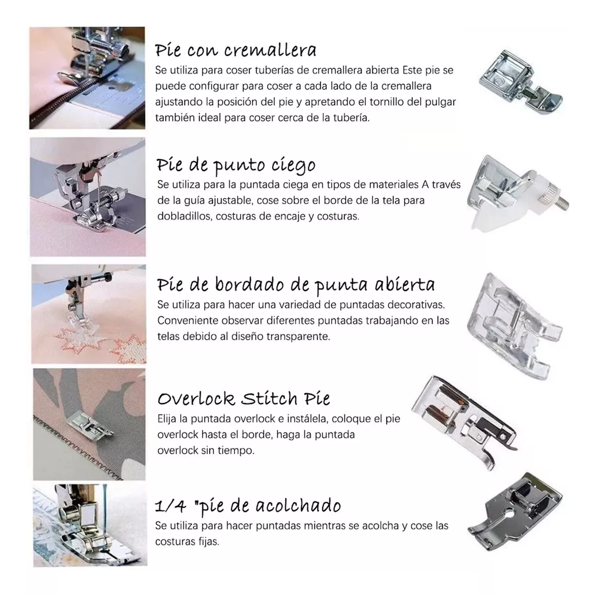 Kit Básico 11pzas Prensatelas Máquinas De Coser Caseras